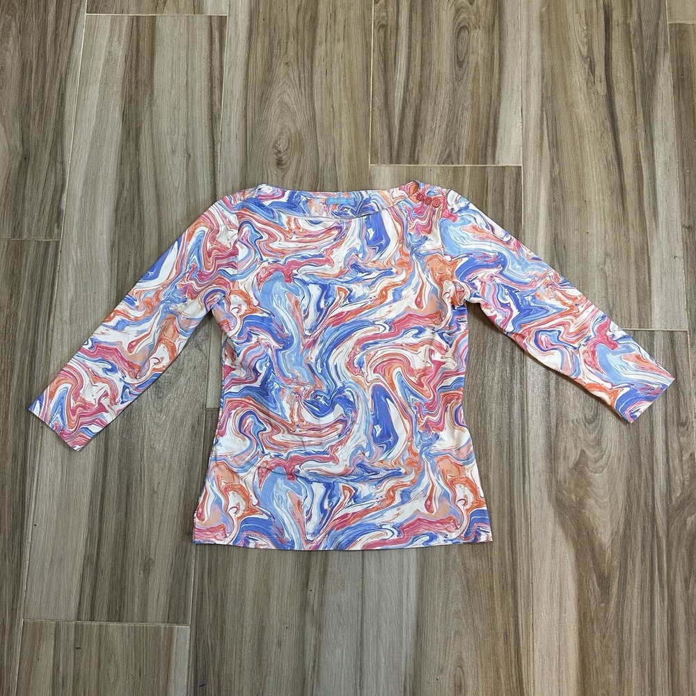 J.McLaughlin Marblehead Colorful Swirl Lora Women's Top Size XS  Button Coastal